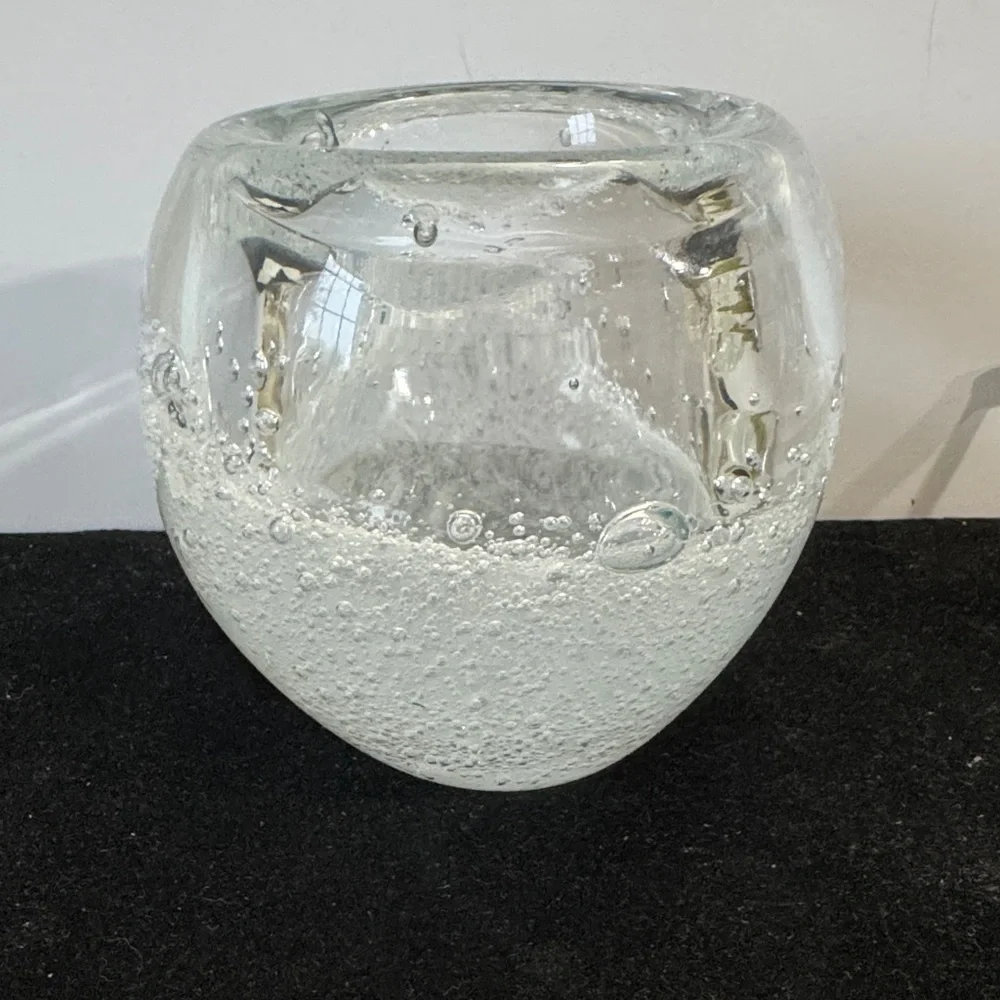 Vintage Sommerso style art glass votive candle holder (heavy)